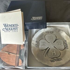 Wendell August Metal 4H Four-Leaf Clover Trinket w/Stand and Box